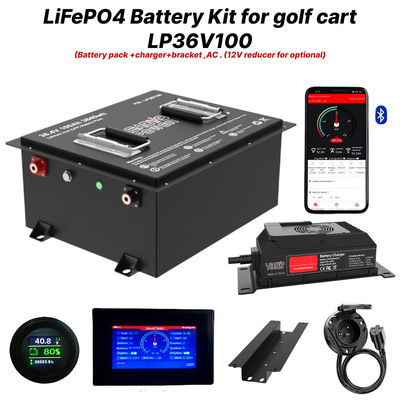 شراء 36V 100Ah 200Amp 36.8V Bluetooth LiFePO4 مجموعة تحويل بطارية عربة الغولف الليثيوم التصنيع عبر الإنترنت