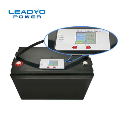 LEADYO 12V 100ah بطارية ليثيوم فوسفات الحديد Lifepo4 شاشة LCD الذكية