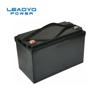 Leadyo Smart BMS Lifepo4 بطارية 12 فولت 100ah 1280Wh أسود قابل للربط ABS حالة